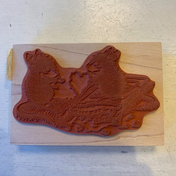 House Mouse Chocolate Heart Rubber Stamp Stampa Rosa 1998 Wood Mount Craft Tool - Picture 2 of 7
